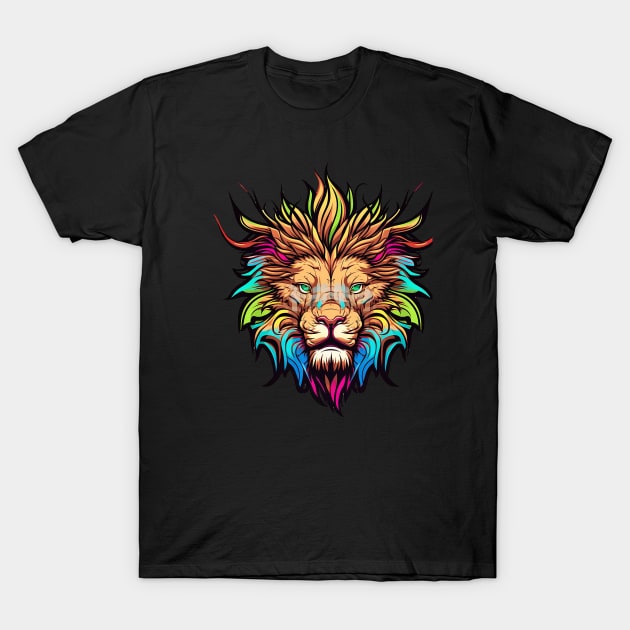Lion In Flames of Colour T-Shirt by The Mob Shop
